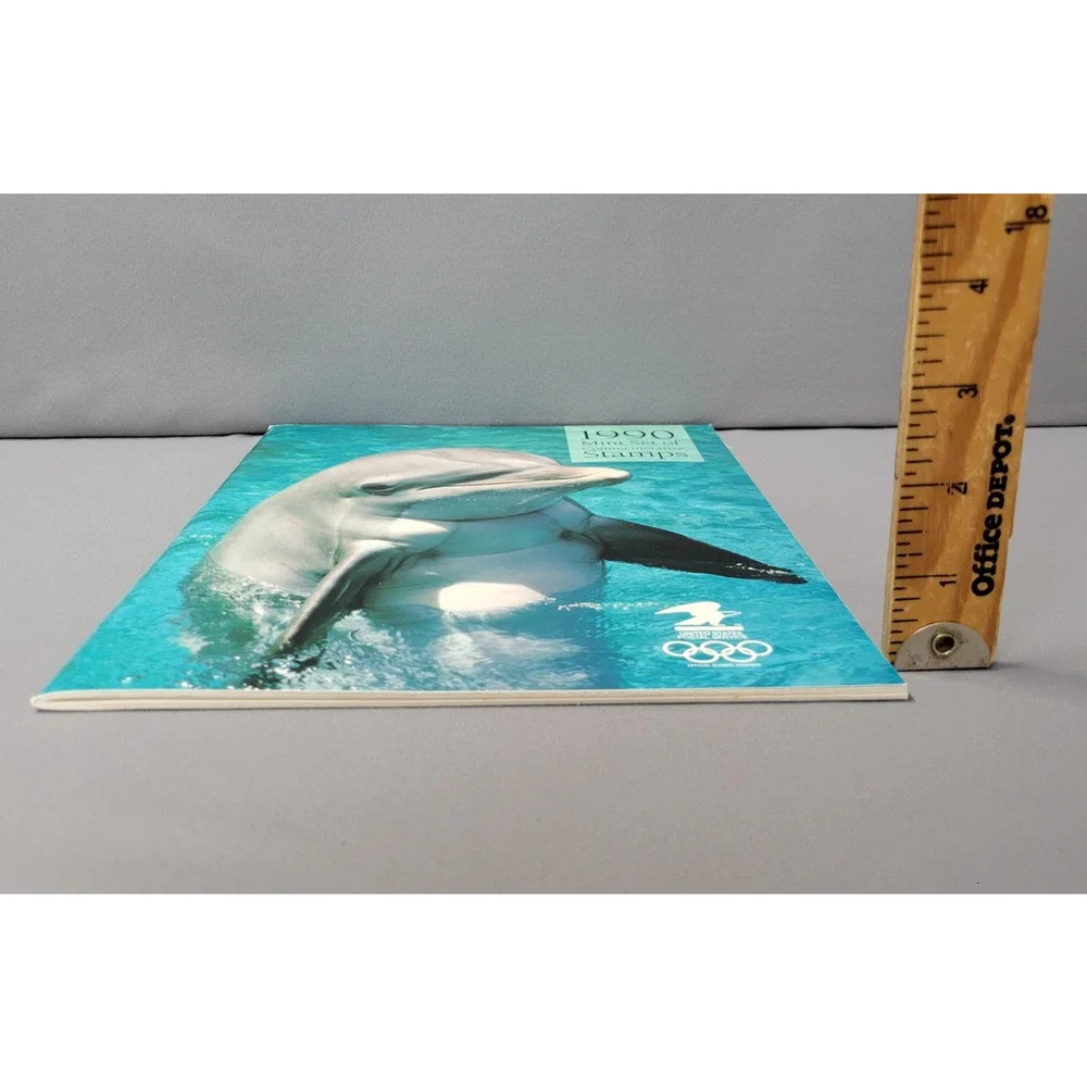 Vintage 1990 USPS Mint Set Commemorative Stamp Album Olympic Dolphin Booklet USA